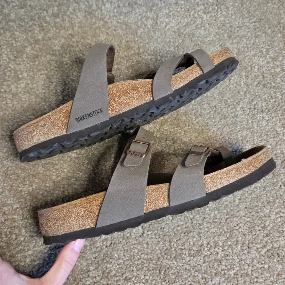birkenstock mayari leather toe strap sandal Birkibuc Stone Sandals cork bed 39 - Picture 5 of 6
